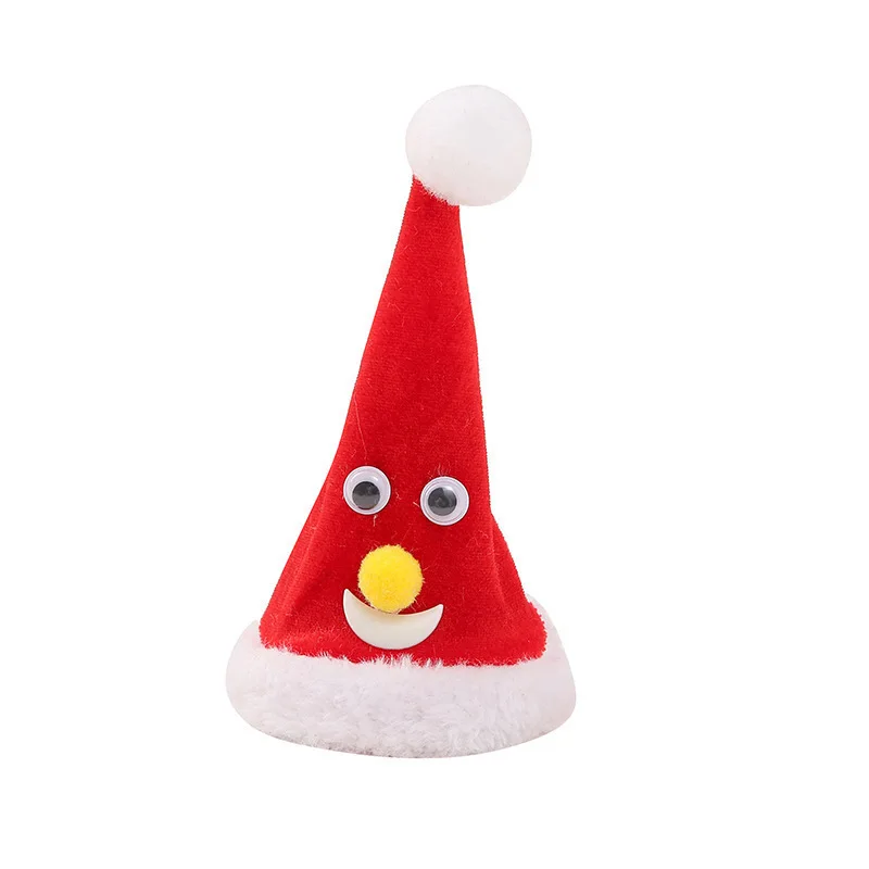 New electric Christmas hat Santa Claus toy 6-inch swinging bell clang light tree creative Christmas swinging hat toy