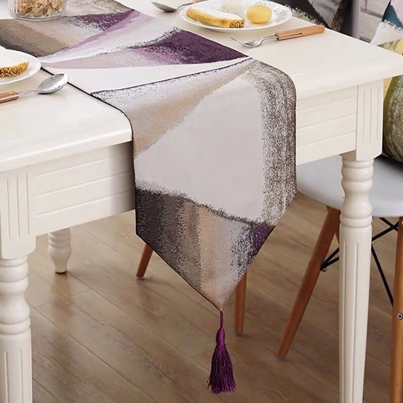 New Design Modern Simple Polyester Table Runner Ink Triangle Oil Painting Table Runner