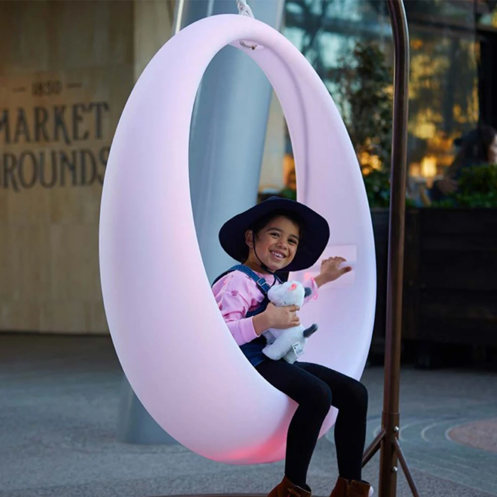 Indoor And Outdoor Child Adult 16 Rgb Color Remote Control Led Glow Hanging Circle Swing Chair For Garden Park Playground Patio