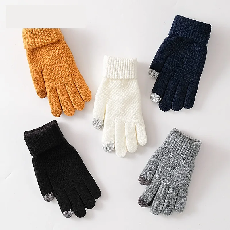 Custom Made Durable winter touch screen Jacquard Knit Acrylic Keep Warm Ladies Gloves