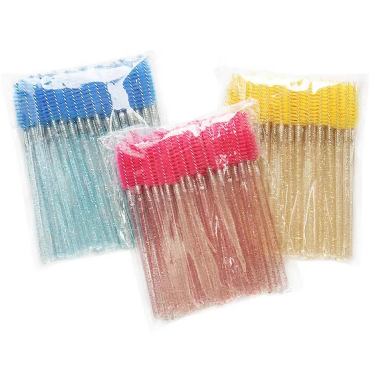 Cosmetic Makeup Brush Tool Kits Crystal Shiny Eyelash Brushes Mascara Wands Eye Lash Eyebrow Applicator