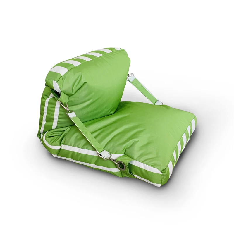 Durable  outdoor use high color fastness Olefin strap bean bag with pillow