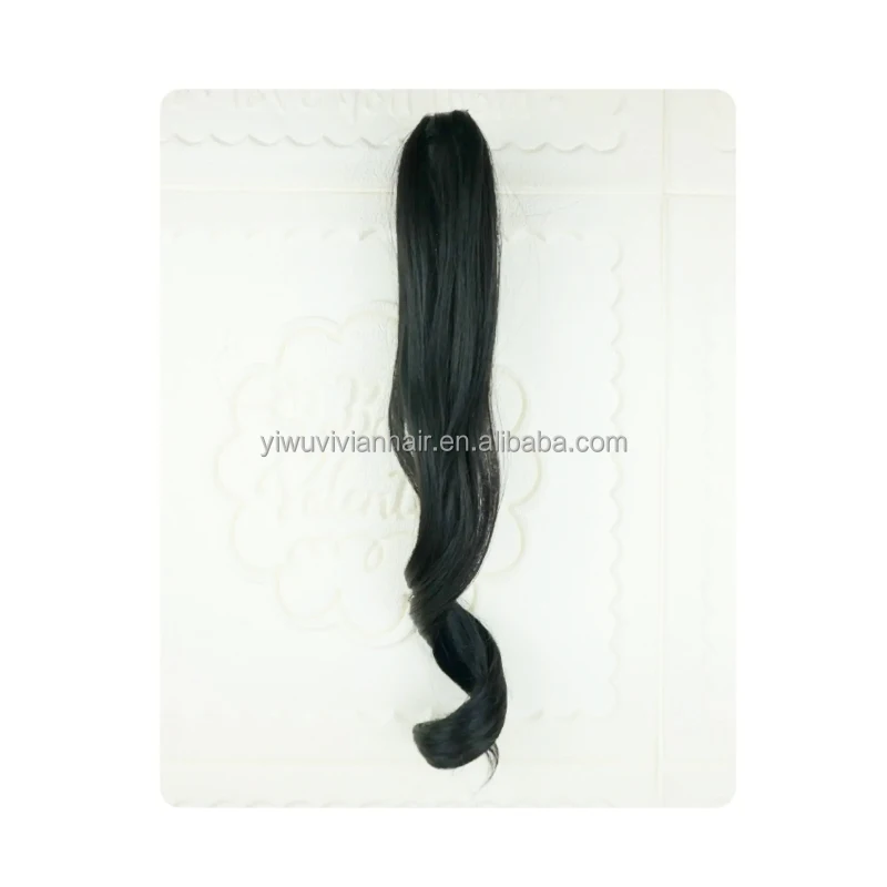 Vivian hair long curly wavy synthetic claw clip rasta hair ponytail for kids ponytail hair extension with claw clips