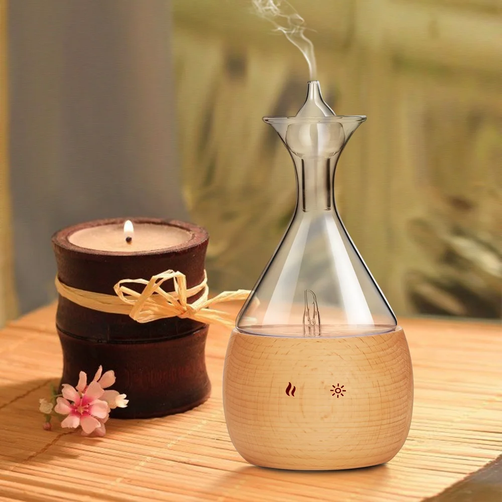 Pure Essential Oil Nebulizing Diffuser Made of Blank Wood and Glass. Waterless Oil Diffuser, No Heat, No Plastic oil contact
