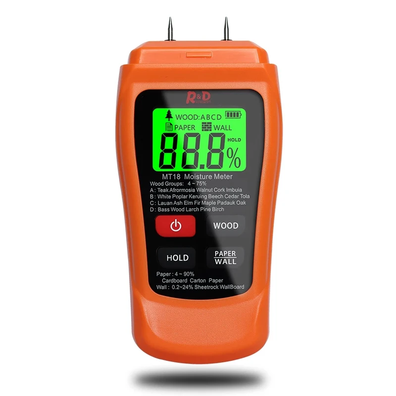 MT-18 Wood Moisture Meter Paper Humidity Tester Wall Hygrometer Timber Damp Detector Tree Density Tester
