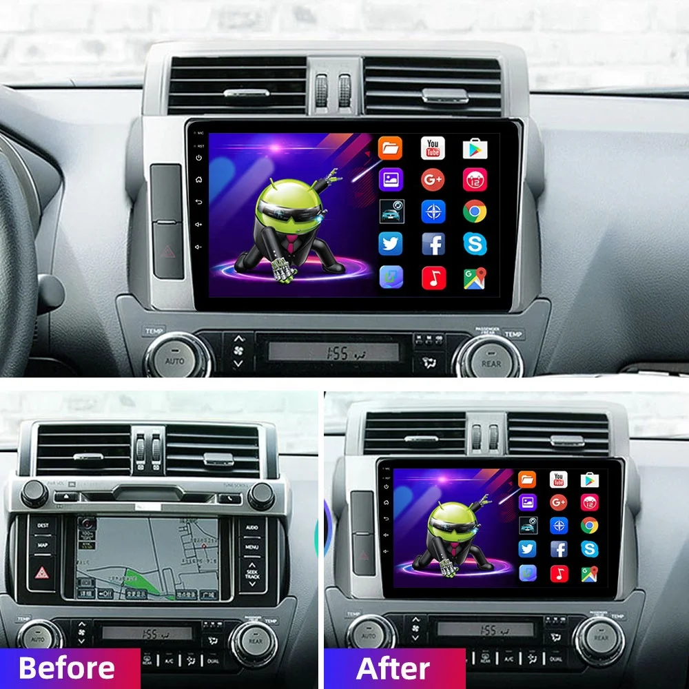 Android carplay player 9 inch 2+32GB GPS DSP/RDS Car dvd player for Toyota Land Cruiser Prado 150 2014-17