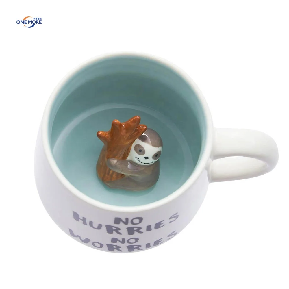 Creative New porcelain Animal Inside Ceramic Cup Funny Coffee Milk Mugs with Handle Cute Coffee Mugs Tea Cups