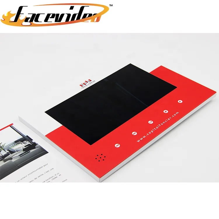 Customized logos promotional item gifts with brand logo cards lcd screen motion book for business video brochure box