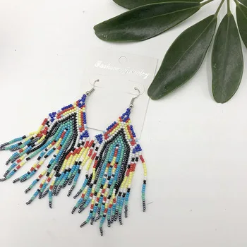 Factory wholesale  handmade lady Women Retro  Boho dream catcher Party Long dangle Ear Drop Earrings
