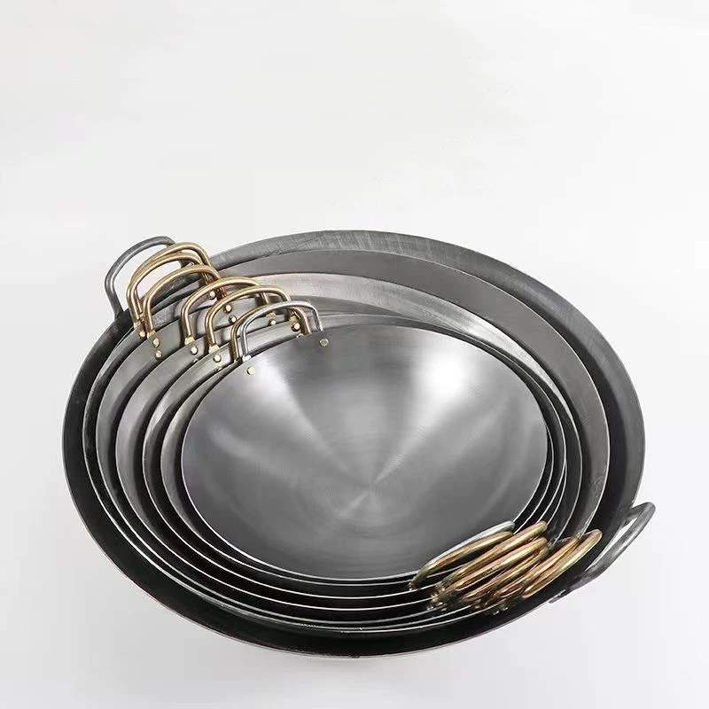 Оптовая продажа, кухонная утварь в традиционном китайском стиле для отеля, ресторана, жареный горшок для приготовления пищи, домашняя утюжок с двумя ушками без покрытия