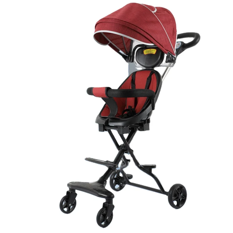 High Quality White Four-Wheeled Outdoor Walking Bike Stroller Baby Carriage Canopy Foldable Feature Featuring Directly