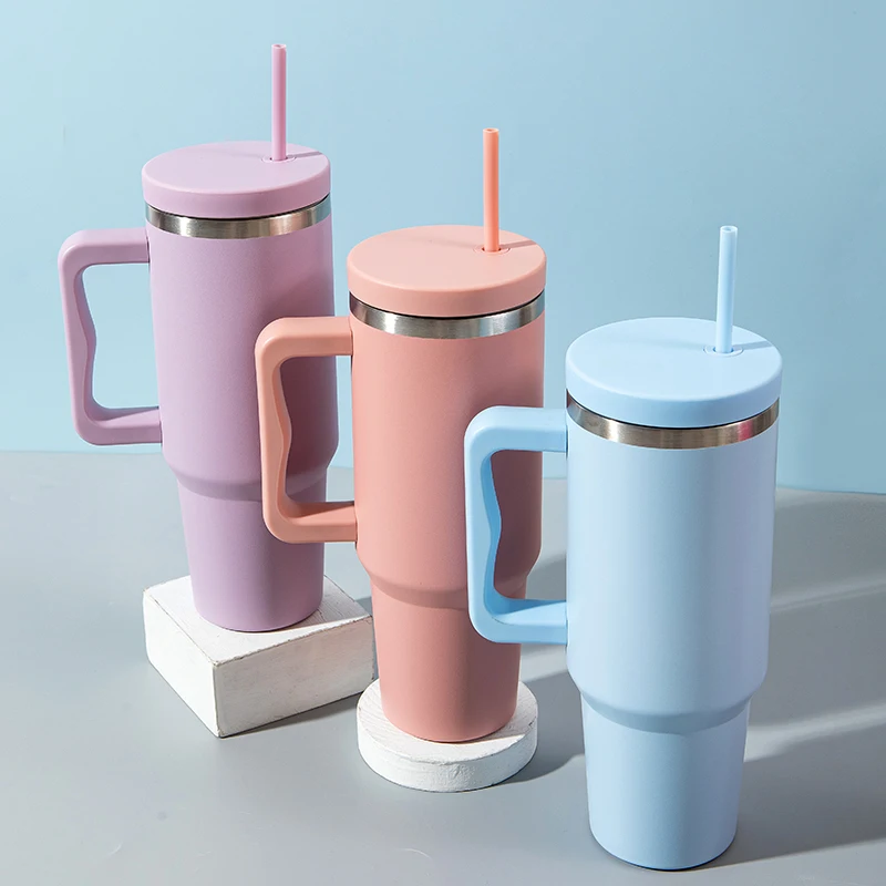 new design  hot sale double wall stainless steel vacuum insulated 40 OZ tumbler  outdoor travel mug with handle