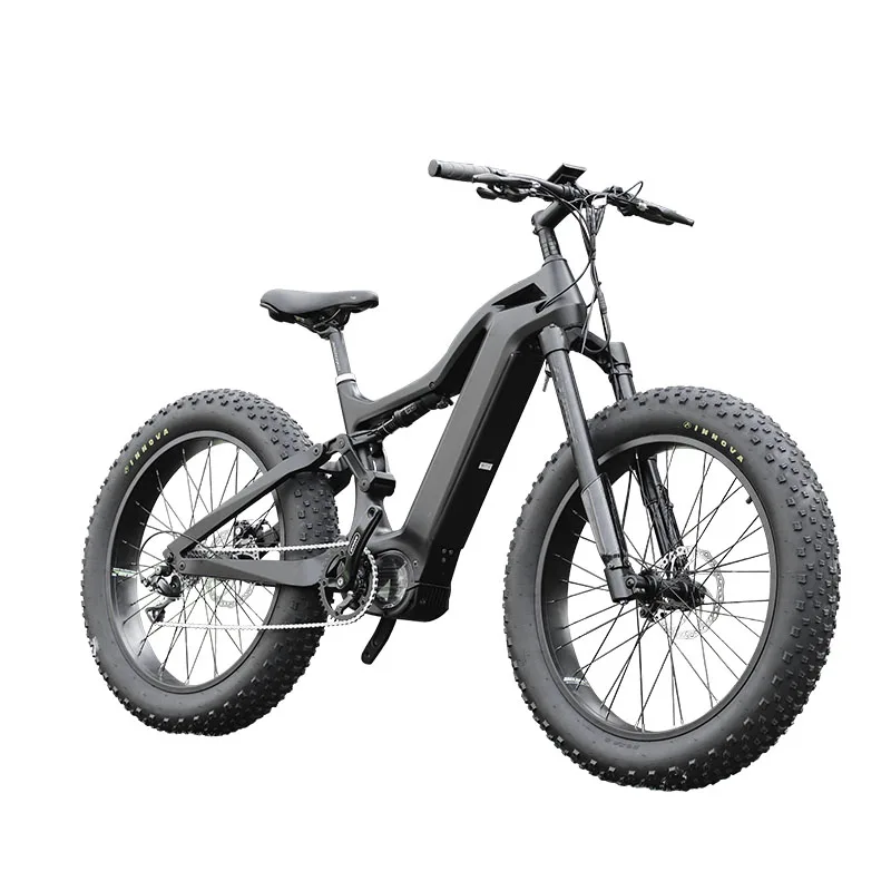 1000w 48v Bafang Mid Drive Motor Full Suspension 26*4 inch Fat Tyre Electric Bike With Color LCD Display C18