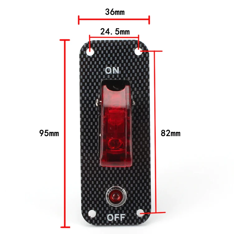 12V Carbon Ignition Engine Start Push Button 1 gang Toggle Switch Panel for Racing car