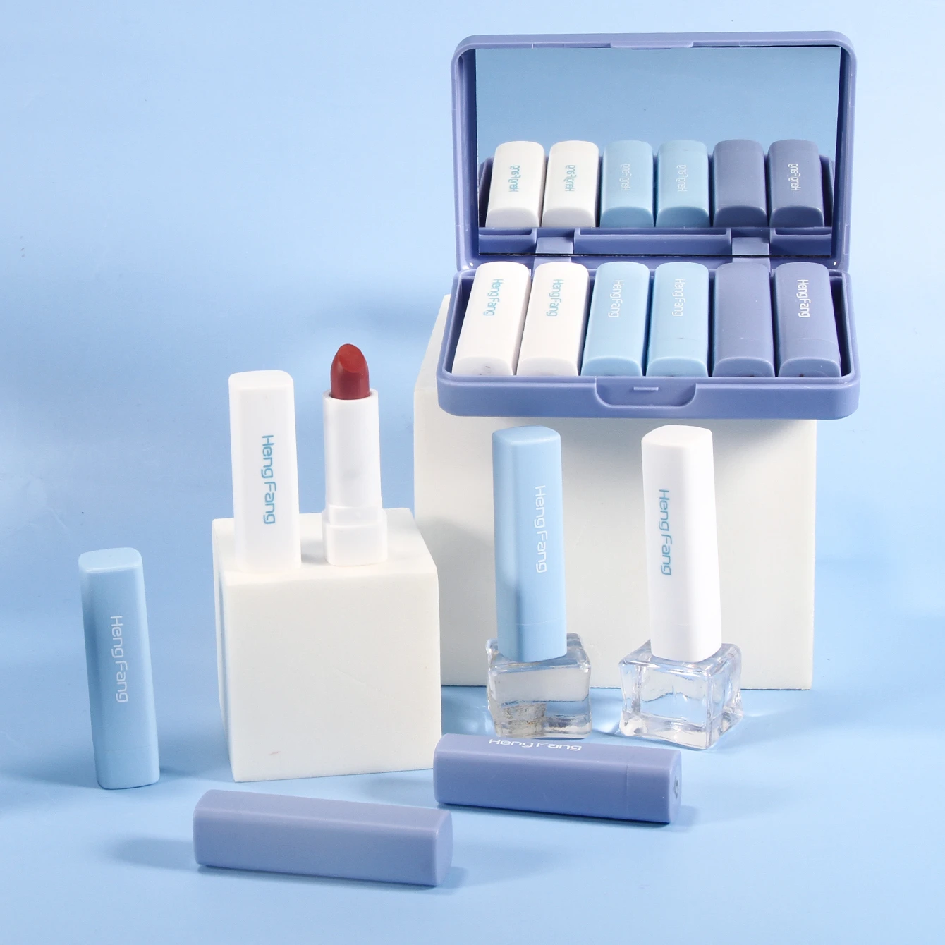 Girl cosmetic soft bear mist  lipstick 6 color set makeup