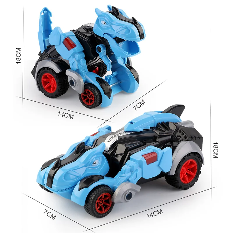 Inertial animals dinosaurs deformation car Triceratops Car Kids deform dinosaur toys Transformation diecast toy car