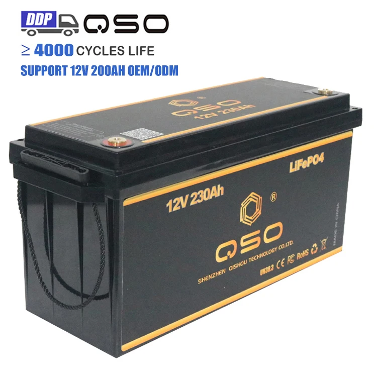 QSO 4000 Life Cycles Lifepo4 12V 200 230 Ah Amp Grade A 12V 202Ah 220Ah 230Ah Lithium Ion Batteries 12V 200Ah Solar Battery