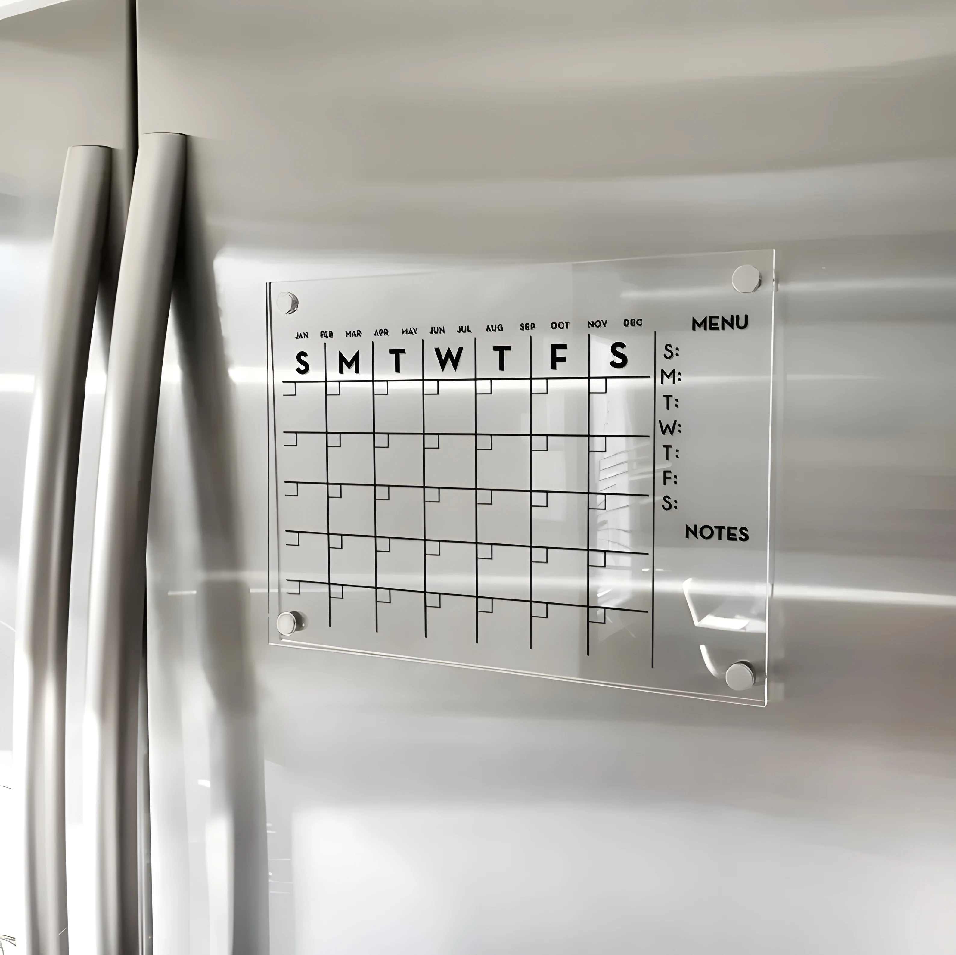 Custom Monthly Magnetic White Board monthly weekly Transparent Acrylic whiteboard acrylic Personalized Planner Fridge Calendar