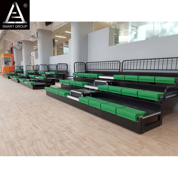 3 Rows Indoor Basketball Stadium Bleacher Seating Mobile Telescopic Bleachers With Plastic Stadium Seats