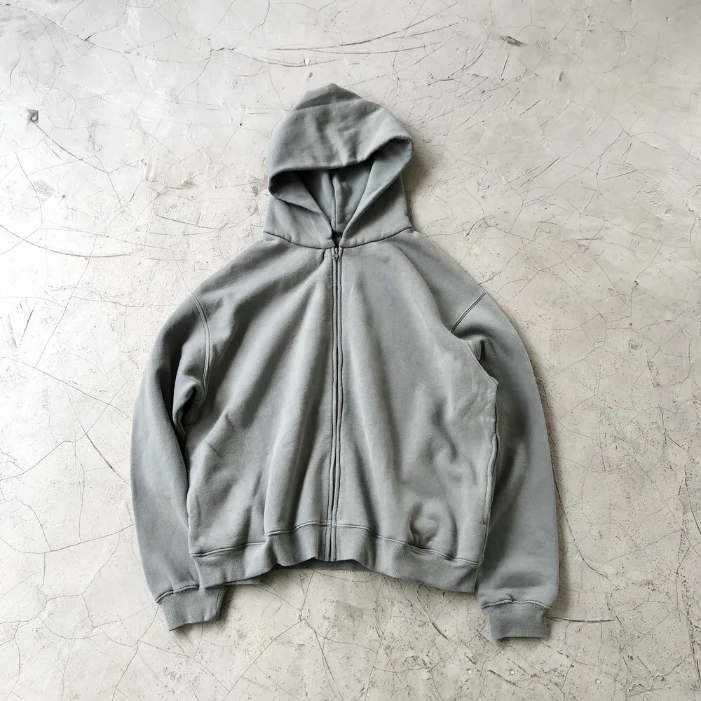 Custom vintage washed Blank Zip Up Black sweatshirt Men Full zip Oversized hooded pullover double zipper Hoodie