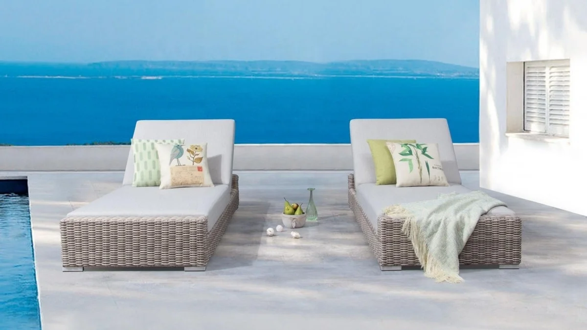 Beach Outdoor Furniture Garden  Rattan Sun Lounger Pool Furniture Luxury Outdoor