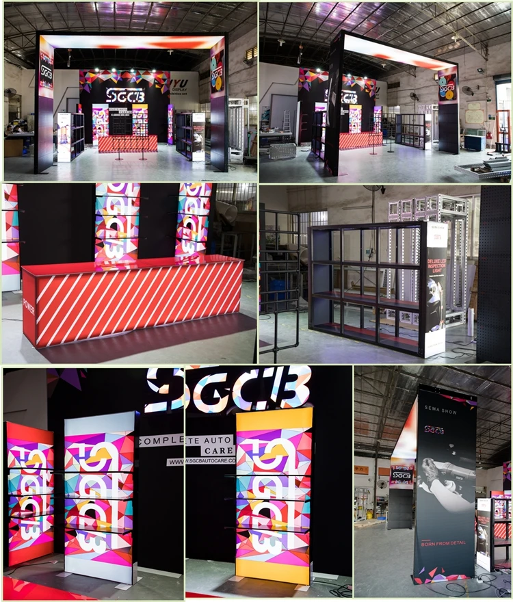 Exhibition Stand Animatronic America Display Wall System Exhibit Free Trade Fair Tradeshow Led Booth 40X40 Design