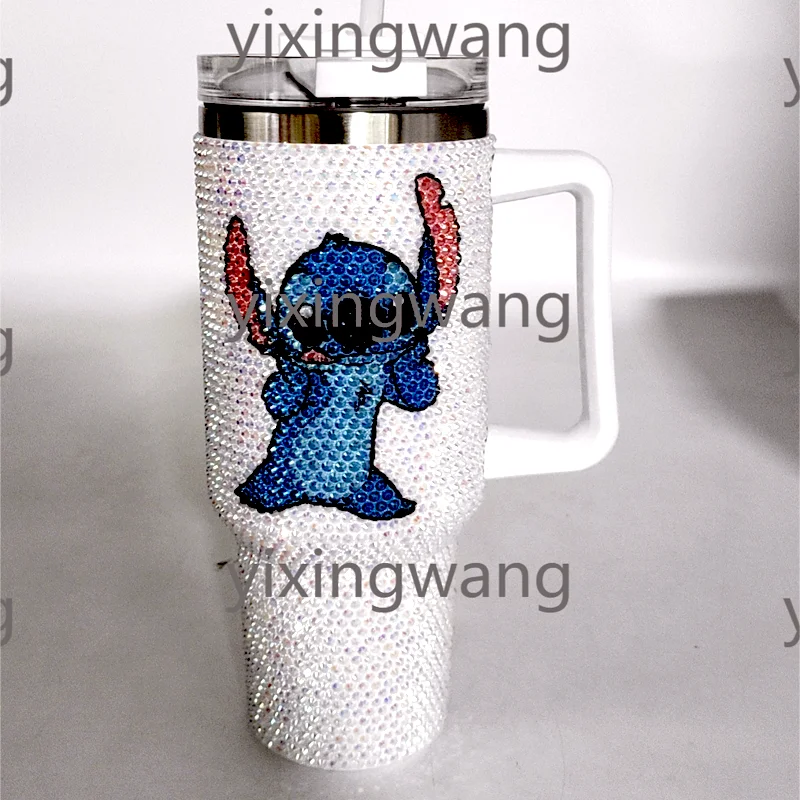 High quality Custom cartoon Stitch handmade Bling Rhinestone 40oz Tumbler Travel Cup mugs Insulated Water Bottle