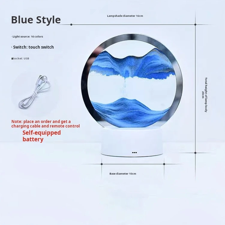 Hot Sell Hourglass RGB LED Table Lamp Moving 3D Hourglass Decorative Quicksand Table Lamp With USB Cable Night Light