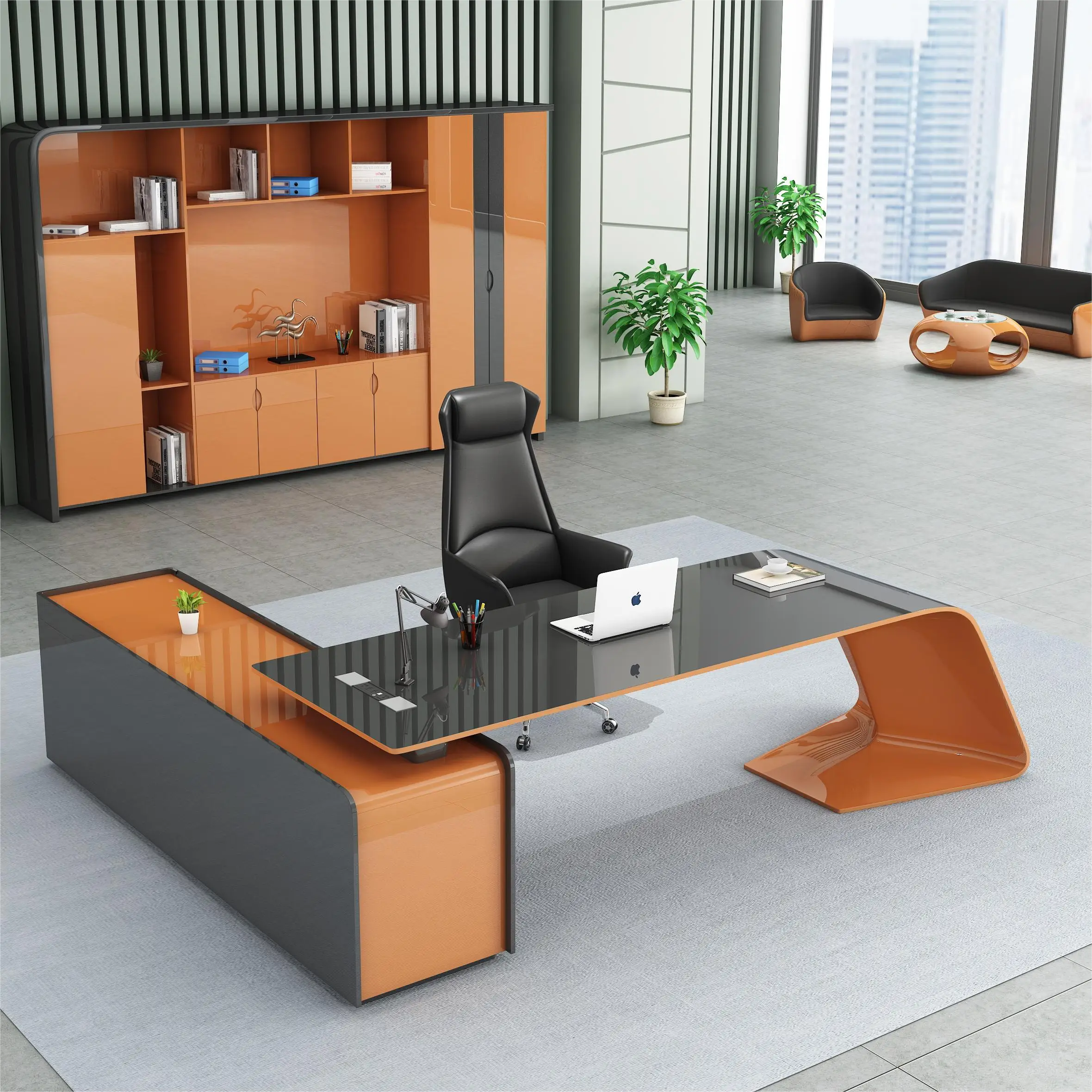 Mdf Commercial Office Furniture Luxury Executive Office Table Set L Shape Ceo Office Desk