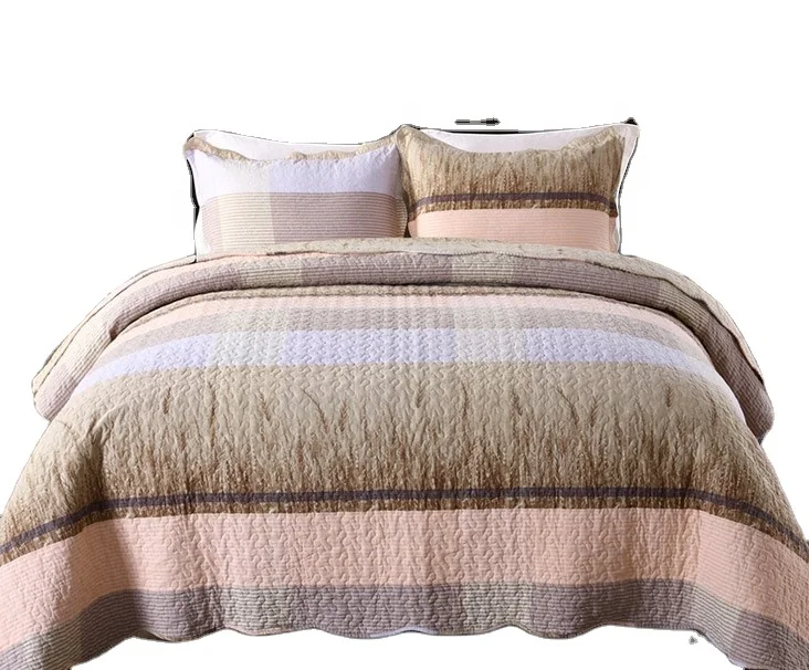 Hot Selling Printed Wash 100% Cotton Filling Bedspread Soft Vermicelli Stitching Quilt For Home