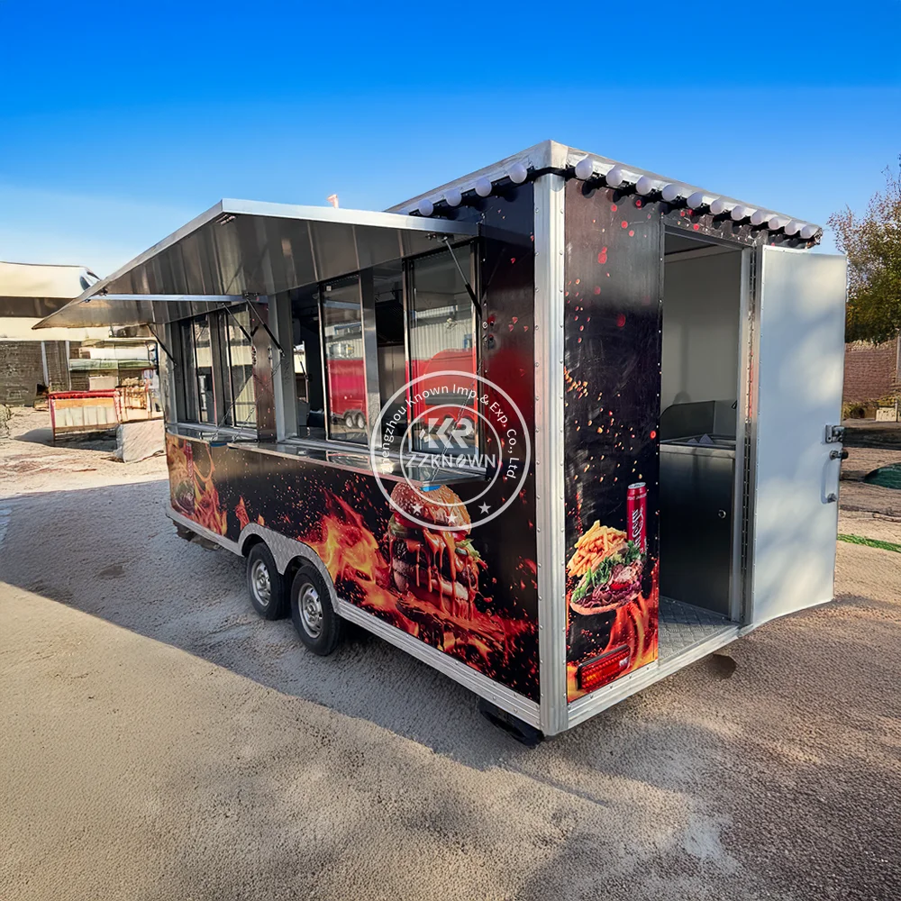 Street Luxury Fast Food Truck Caravan Restaurant Mobile Kitchen Pizza Catering Concession Stand Trailer for Sale