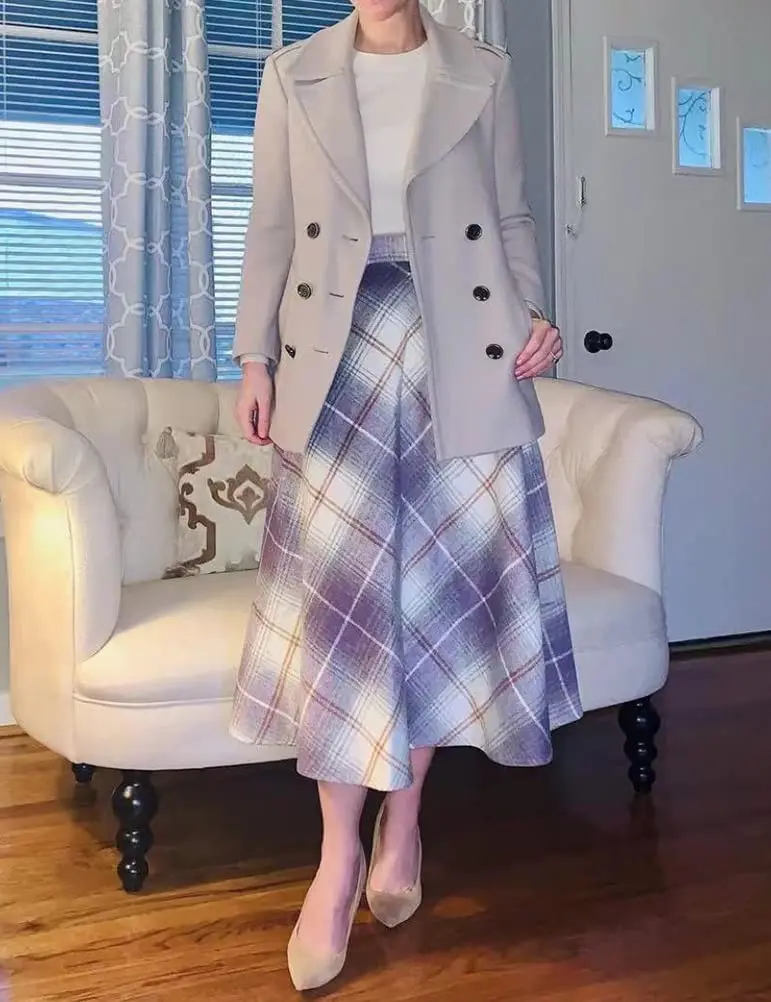 Wholesale Vintage Red Black Schoolgirl Womens Long Plaid Skirt