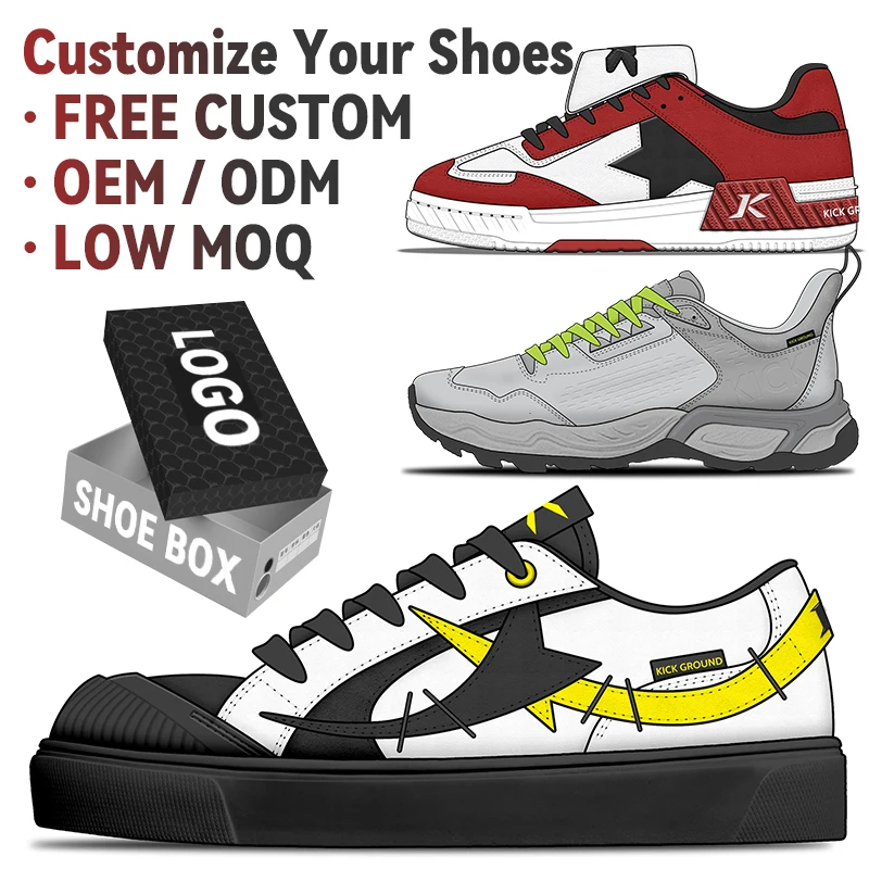 KICK GROUND Customized Sports Shoes Skateboard Casual Shoes Sneaker Men Running Walking Style Shoes