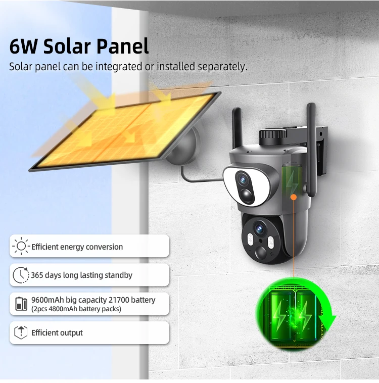 Ubox 6W 4G solar panel 4G CCTV camera Ubox two way audio camera with 4G SIM card night vision network camera
