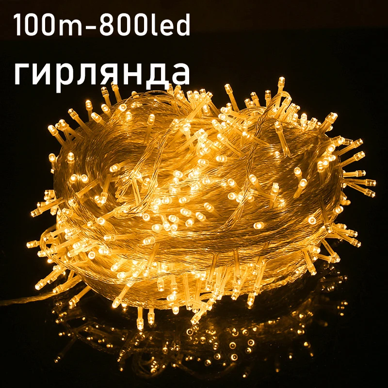 49ft Festoon Led Star String Fairy Lights Street Garland Outdoor Waterproof For Wedding Christmas New Year Decor Lights