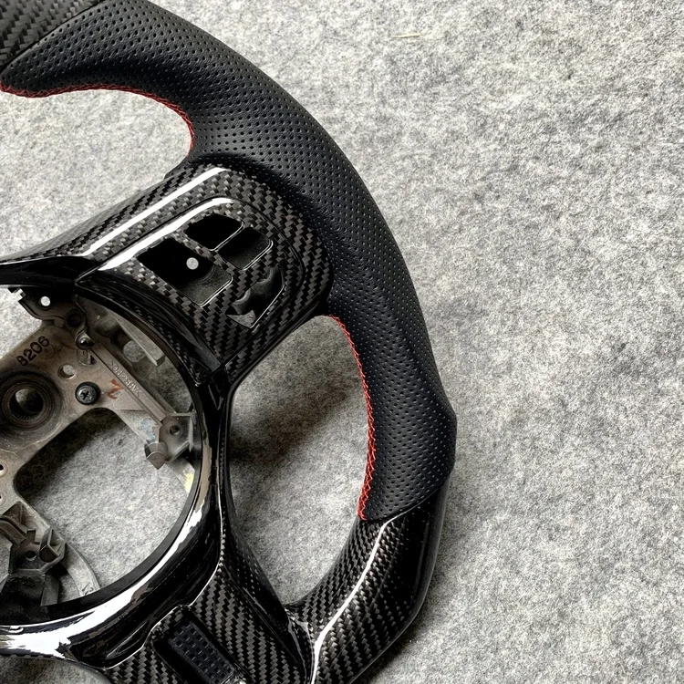 Factory price custom top flat bottom flat with perforated leather with carbon fiber steering wheel for Mitsubishi EVOX