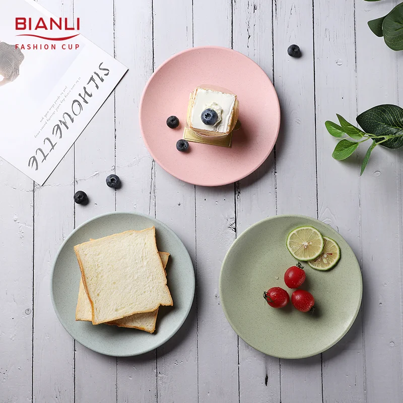 2021 New Wheat Straw Dinnerware Sets Lightweight Unbreakable Dishes Microwave Dishwasher Safe Plates