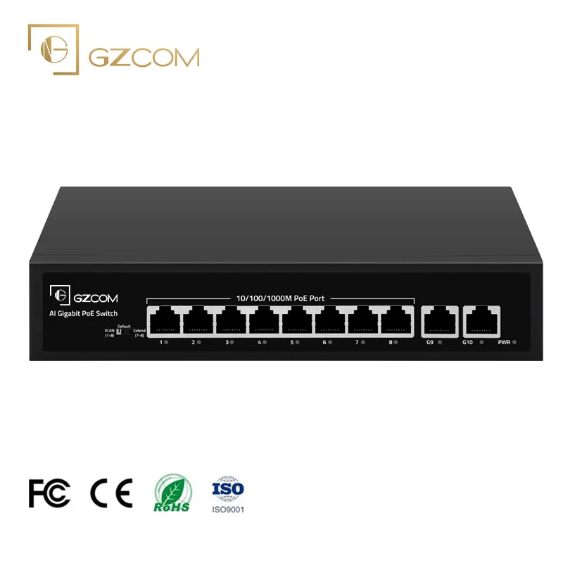 Manufacturer Wholesale Support POE Watchdog 8 Port Full Gigabit Intelligent Standard PoE Switch