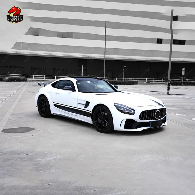 AMG GTR Style Front Rear Bumper Dry carbon fiber Side skirt and Spoiler Wing Exhaust Tail For BENZ AMG GT/GTC/GTS Wide body kit