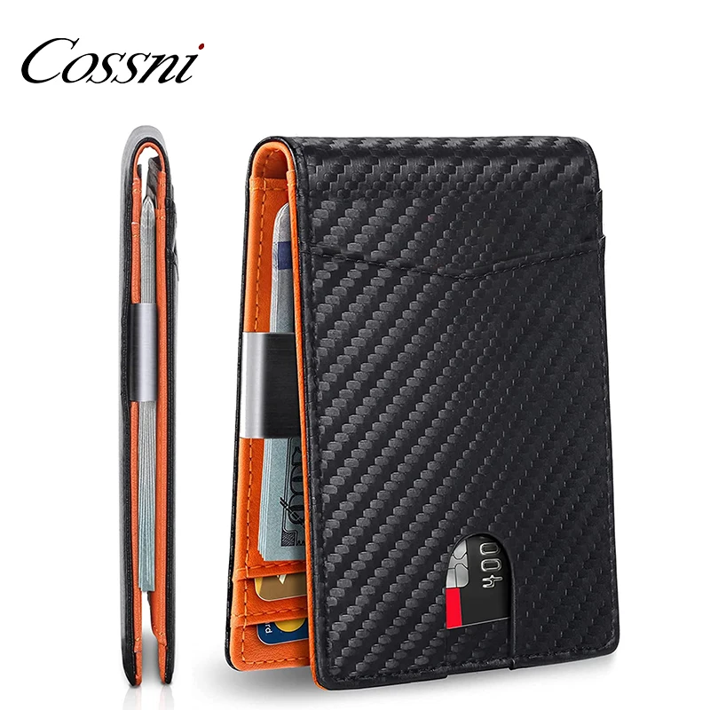 Custom Slim Card Holder Minimalist Rfid Blocking Leather Wallet Credit Card Holder For Men