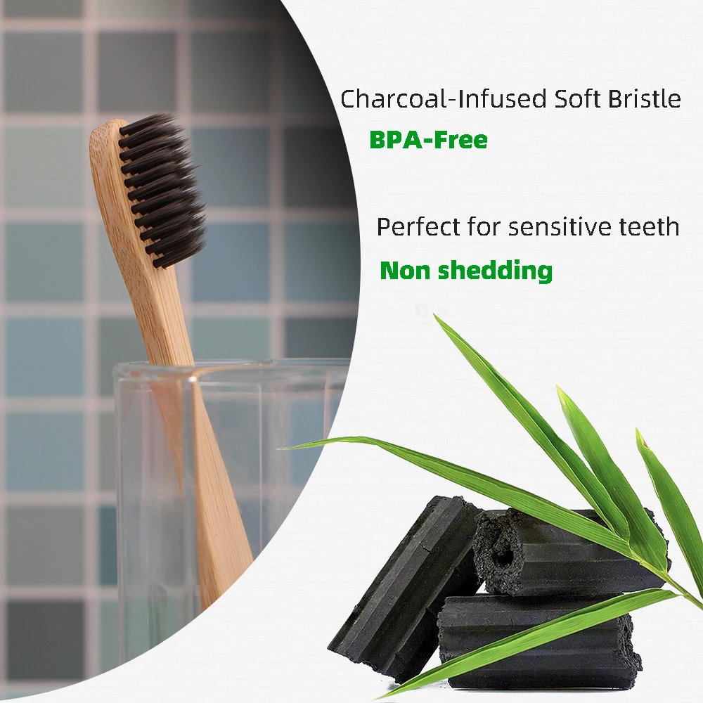 Eco Friendly Wholesale Bpa-free Natural Handle Soft Bristles Tooth Brush Bambu Charcoal Biodegradable Bamboo Toothbrushes