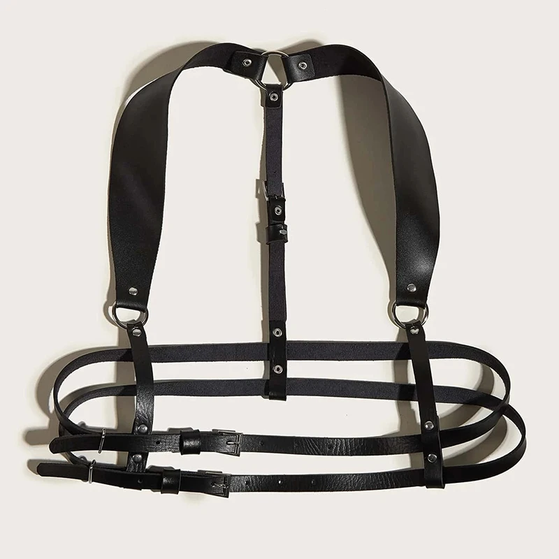 Women Body Strap Adjustable Belt Pu Leather Harness Waist Belts Ladies Double Layer Waist Belt