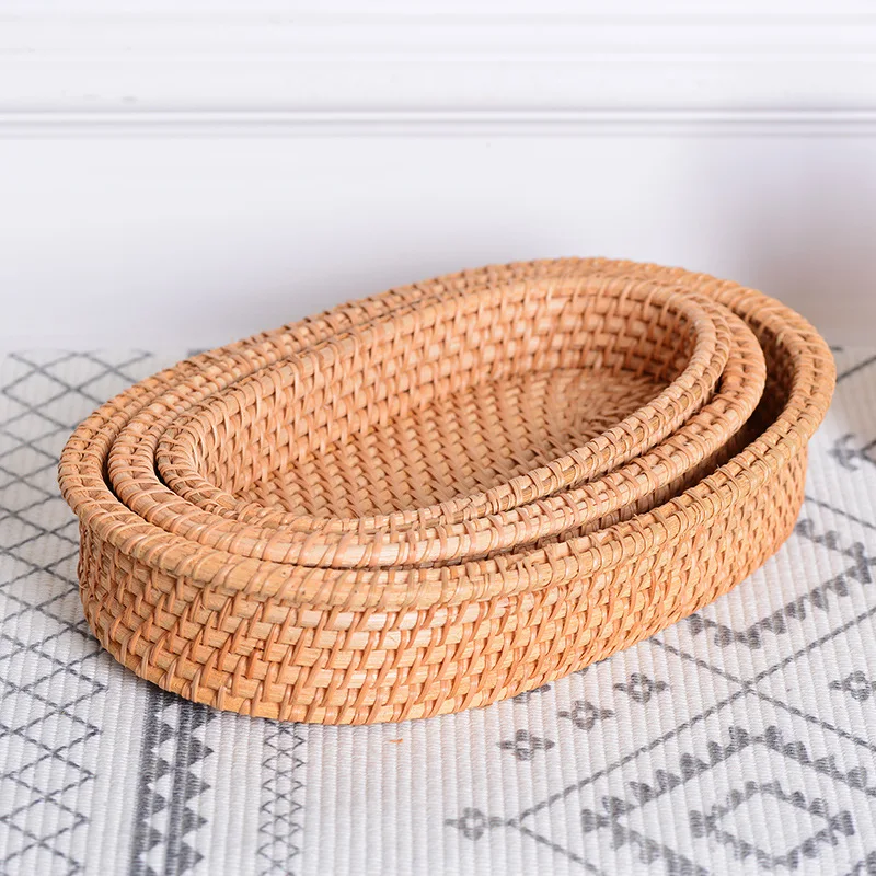 Rattan fruit basket - Oval fruit basket three-piece set - Rattan furniture