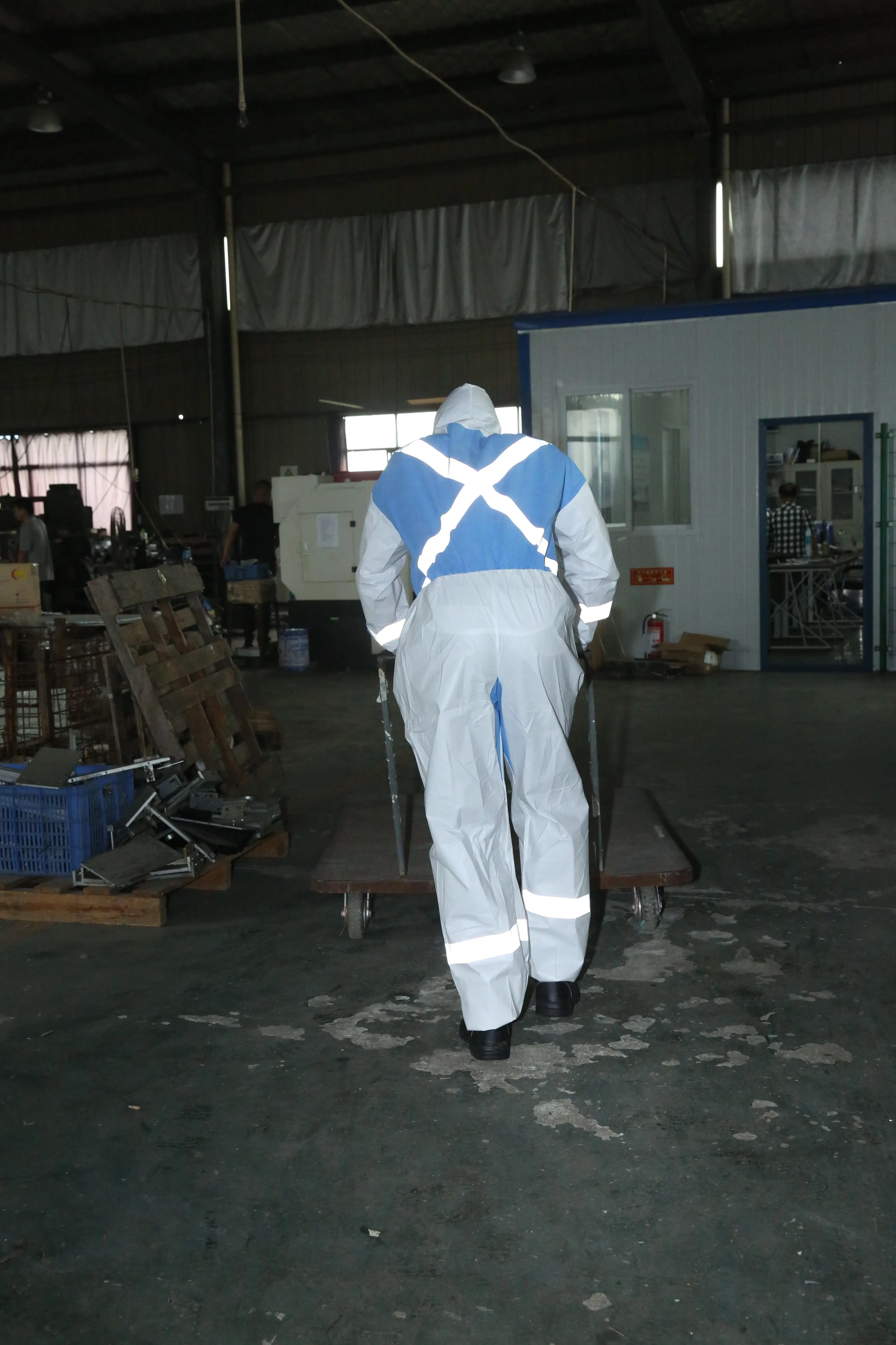 High Visibility Disposable Coveralls With Reflective Taps White Reflective Safety Overall Disposables Rain Proof