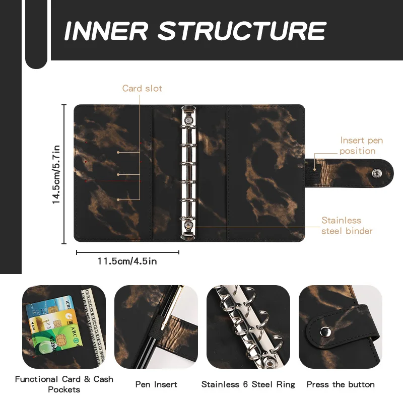 Hot sale new style Cross-border 2024 Marble A7 budget loose-leaf book custom planner notebook customizable