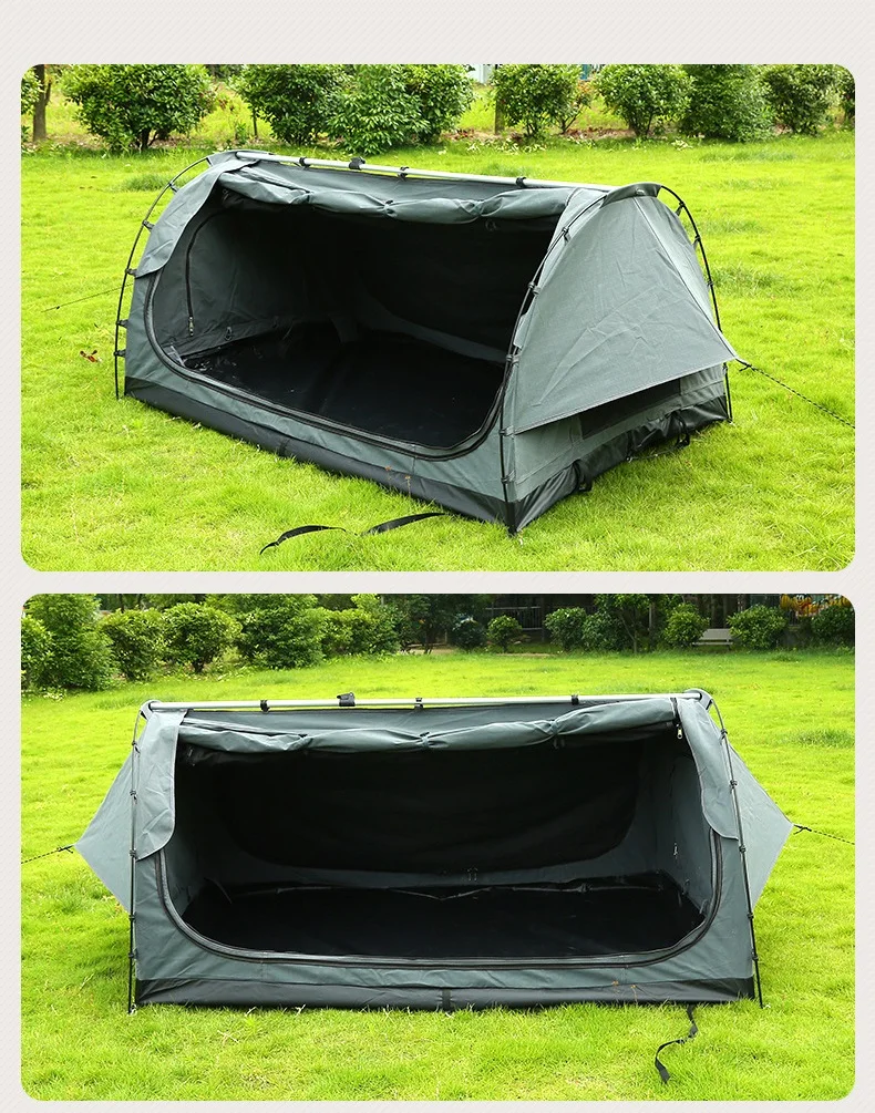 outdoor camping waterproof canvas single high quality swag tent light weight swags camping tent