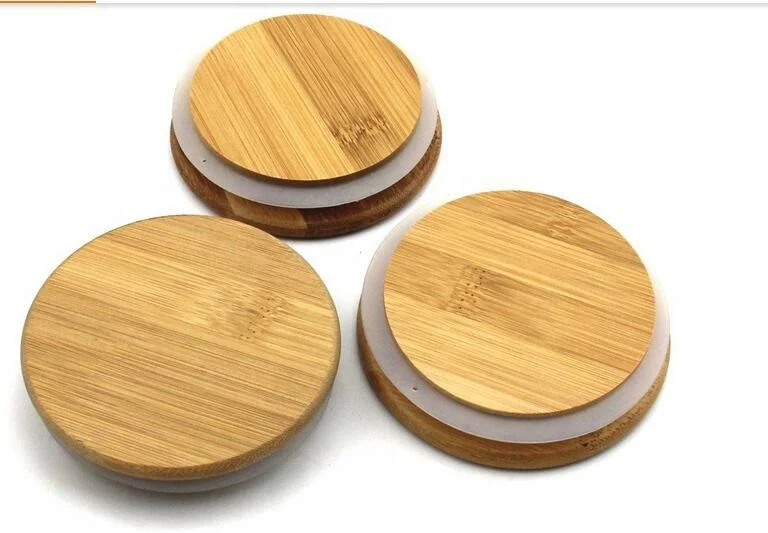 Индивидуальная стеклянная канистра для чая конфет Деревянные крышки с силиконовым уплотнением янтарная древесина прозрачная банка деревянная крышка