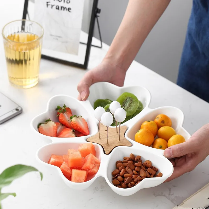 Decorative White Ceramic Heart shaped plate serving tray Appetizer Platter Tray with Food Picks