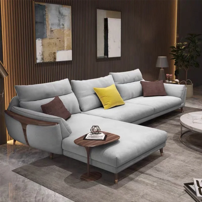 Good price simple fabric L shape sofa two/three/four seat wooden legs sofa for living room furniture