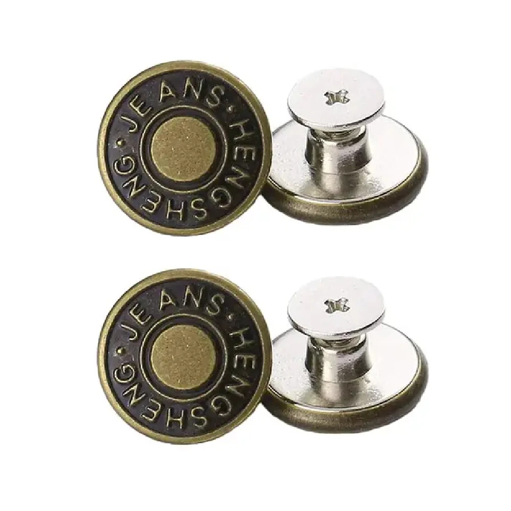 17 mm no-sew nailess Removable Metal Jeans Buttons Replacement Buttons for Jeans Repair Thread Rivets and Screwdrivers
